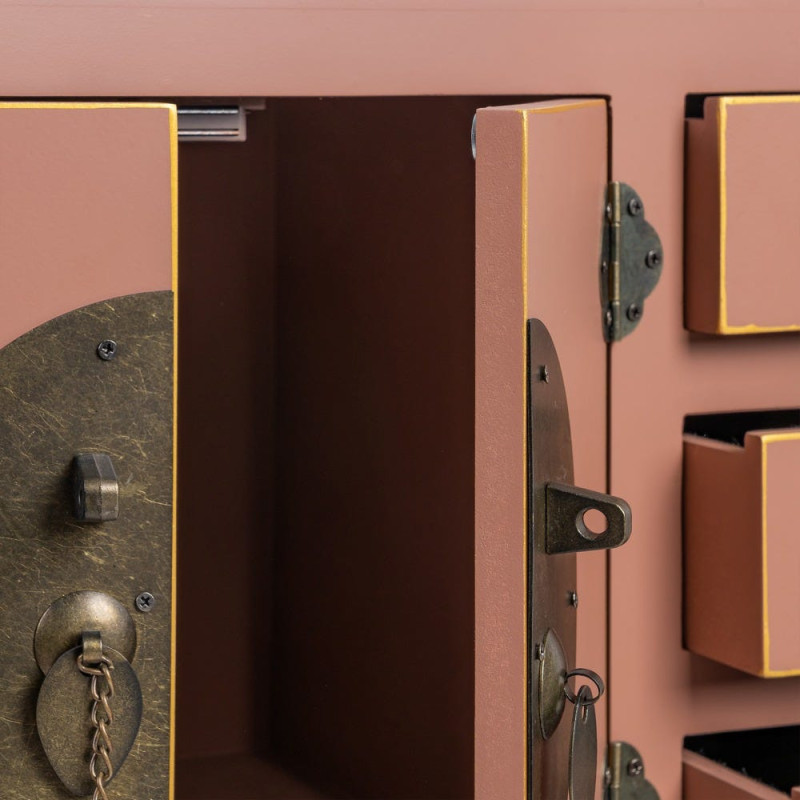 Console orientale chic 2 portes 6 tiroirs en Bois MDF Marron moka Oriente - 7