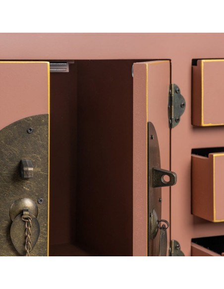 Console orientale chic 2 portes 6 tiroirs en Bois MDF Marron moka Oriente - 7