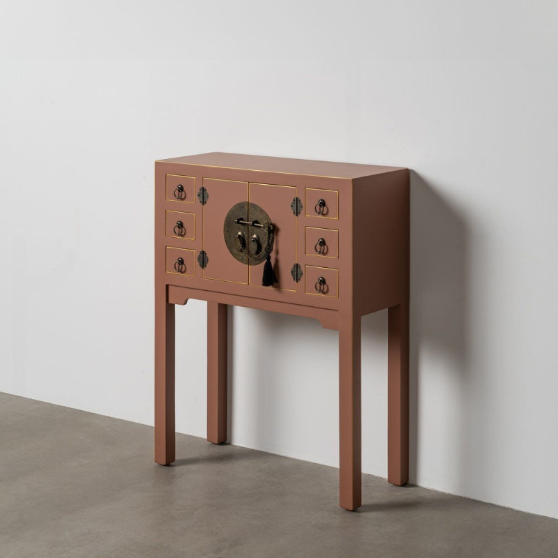 Console orientale chic 2 portes 6 tiroirs en Bois MDF Marron moka Oriente - 12