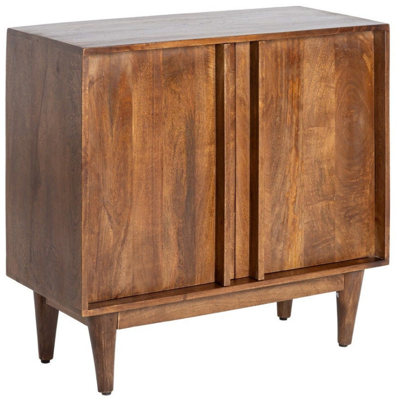 Petit Buffet mid-century moderne 2 portes en Bois de manguier Marron Garrel - 1