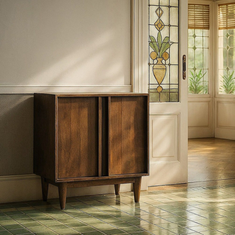 Petit Buffet mid-century moderne 2 portes en Bois de manguier Marron Garrel - 2