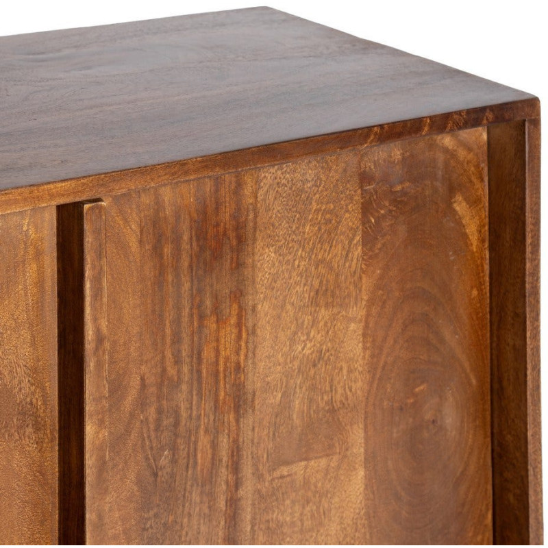 Petit Buffet mid-century moderne 2 portes en Bois de manguier Marron Garrel - 4