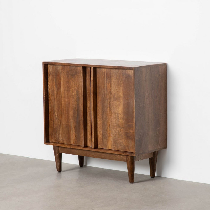 Petit Buffet mid-century moderne 2 portes en Bois de manguier Marron Garrel - 6