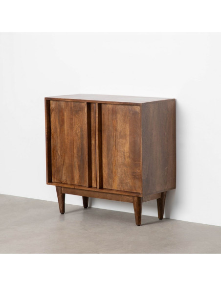 Petit Buffet mid-century moderne 2 portes en Bois de manguier Marron Garrel - 6