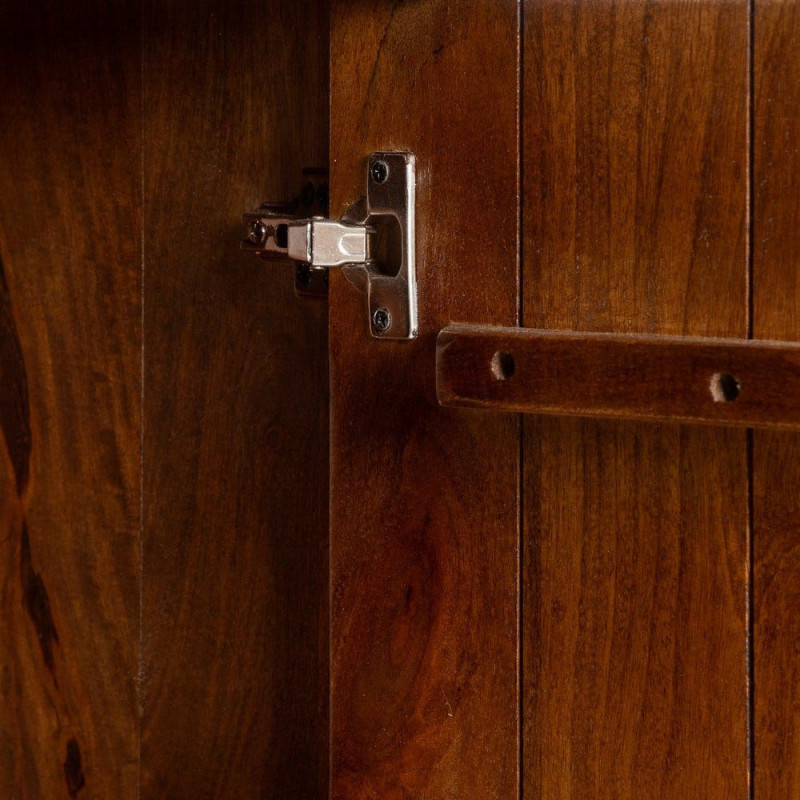 Grand Buffet mid-century moderne Haut 2 portes 2 étagères en Bois de manguier Marron Garrel - 3