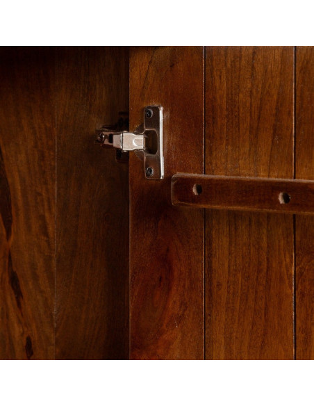 Grand Buffet mid-century moderne Haut 2 portes 2 étagères en Bois de manguier Marron Garrel - 3