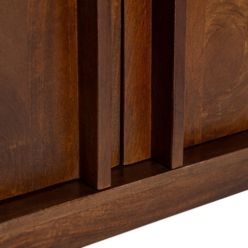 Grand Buffet mid-century moderne Haut 2 portes 2 étagères en Bois de manguier Marron Garrel - 5