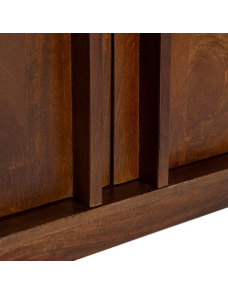Grand Buffet mid-century moderne Haut 2 portes 2 étagères en Bois de manguier Marron Garrel - 5