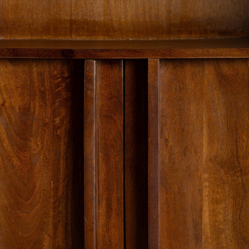 Grand Buffet mid-century moderne Haut 2 portes 2 étagères en Bois de manguier Marron Garrel - 7