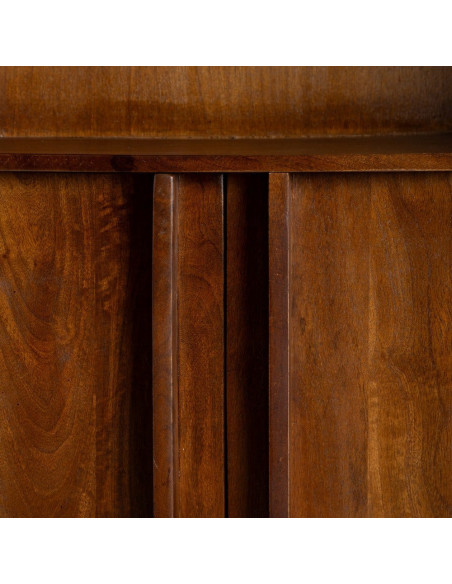 Grand Buffet mid-century moderne Haut 2 portes 2 étagères en Bois de manguier Marron Garrel - 7