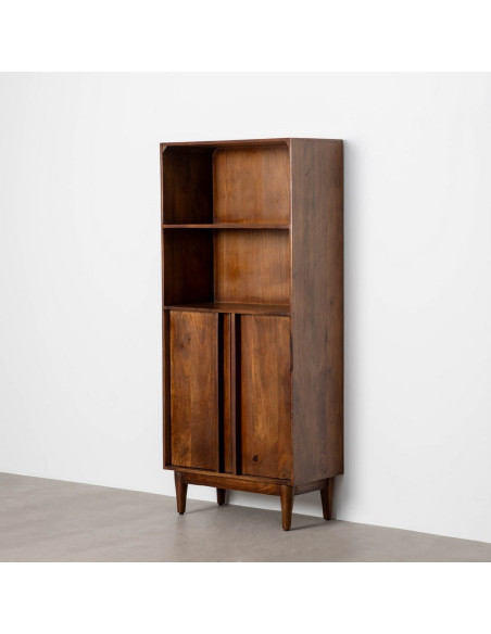 Grand Buffet mid-century moderne Haut 2 portes 2 étagères en Bois de manguier Marron Garrel - 8