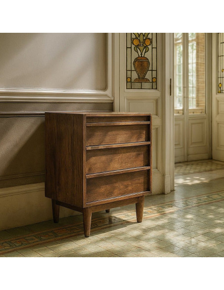Commode mid-century moderne 3 tiroirs en Bois de manguier Marron Garrel - 2