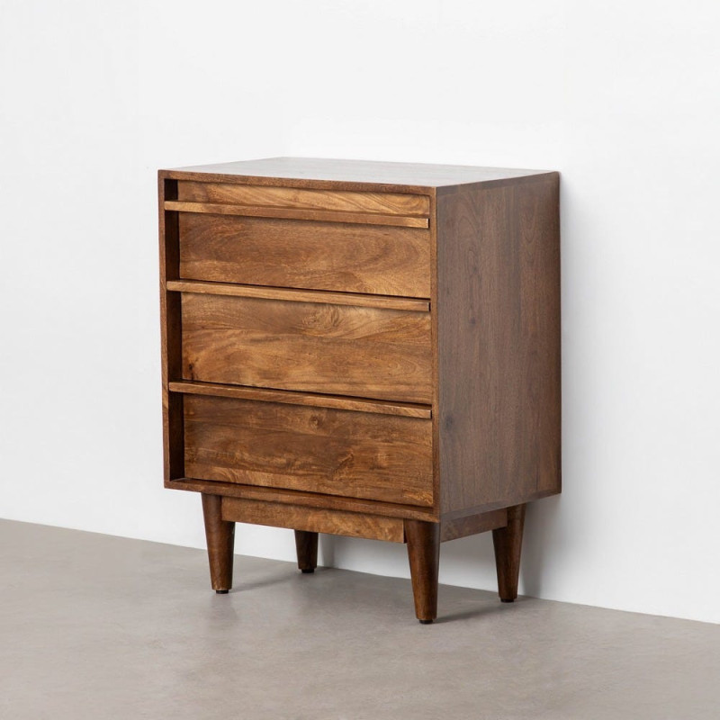 Commode mid-century moderne 3 tiroirs en Bois de manguier Marron Garrel - 7