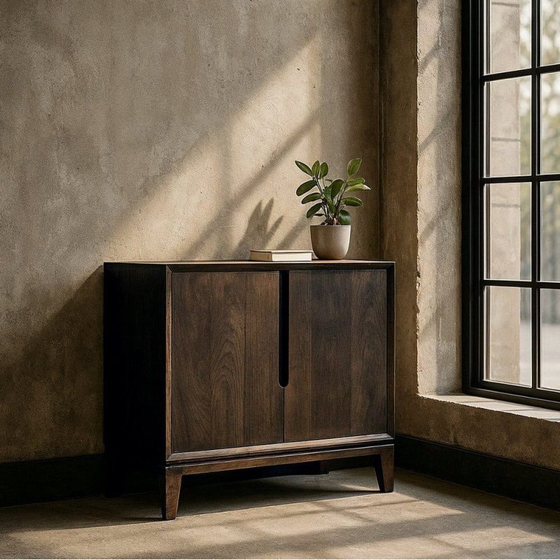 Buffet moderne Bas 2 portes en Bois de manguier Marron Kilian - 2