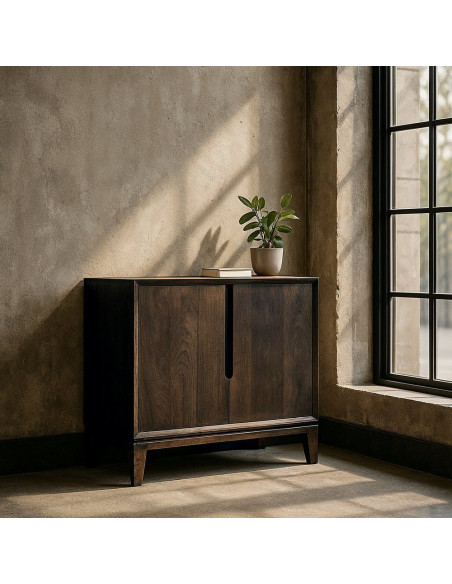 Buffet moderne Bas 2 portes en Bois de manguier Marron Kilian - 2