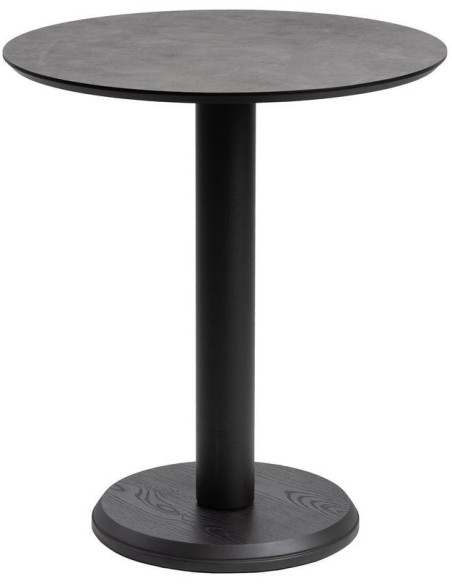 Table bistrot moderne Ronde 3 personnes en Métal Graphite anthracite Bois MDF Alaro - 1