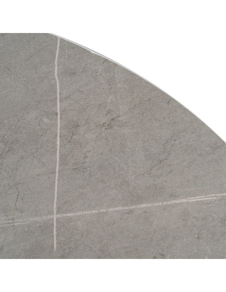 Table à manger moderne chic Ronde 4 personnes en Pierre frittée Gris Motif marbré Métal Blanc Oshira - 5