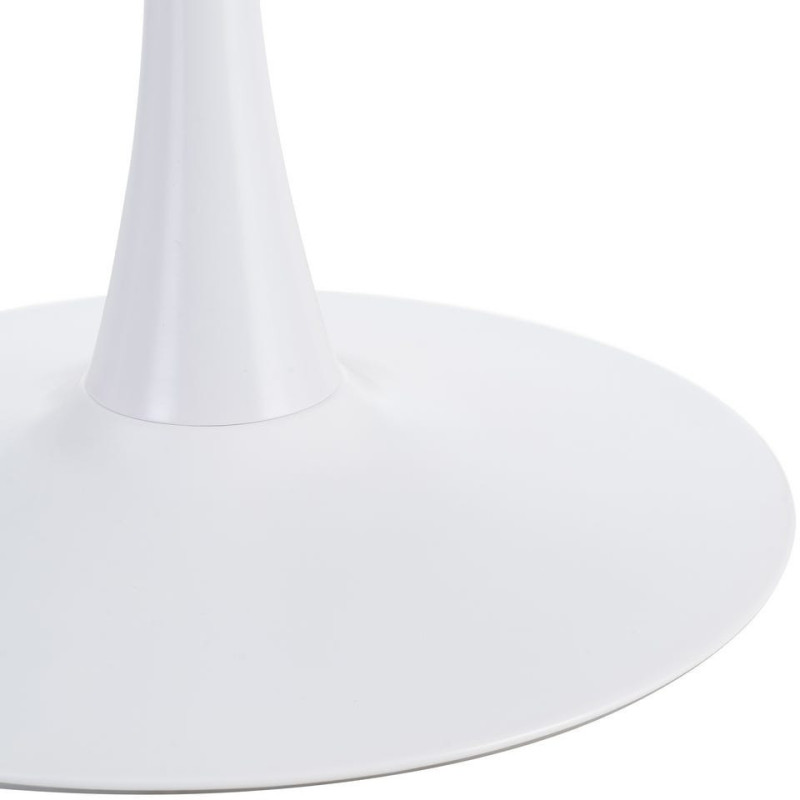 Table à manger moderne chic Ronde 4 personnes en Pierre frittée Gris Motif marbré Métal Blanc Oshira - 6