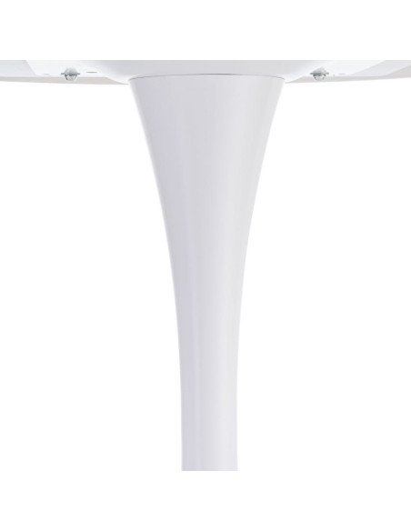 Table à manger moderne chic Ronde 4 personnes en Pierre frittée Gris Motif marbré Métal Blanc Oshira - 8