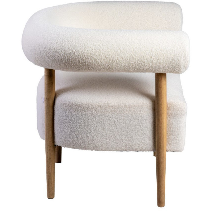 Fauteuil moderne chic Bouclette en Tissu Beige Bouclé Bois d'hévéa Naturel Fago - 3