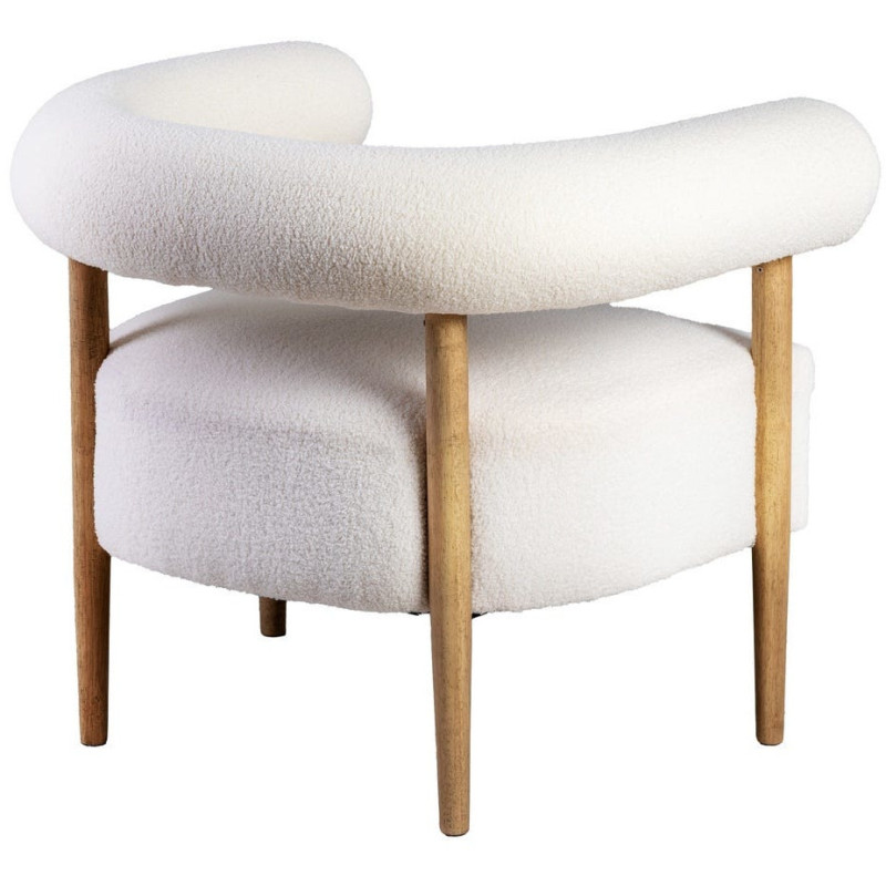 Fauteuil moderne chic Bouclette en Tissu Beige Bouclé Bois d'hévéa Naturel Fago - 4