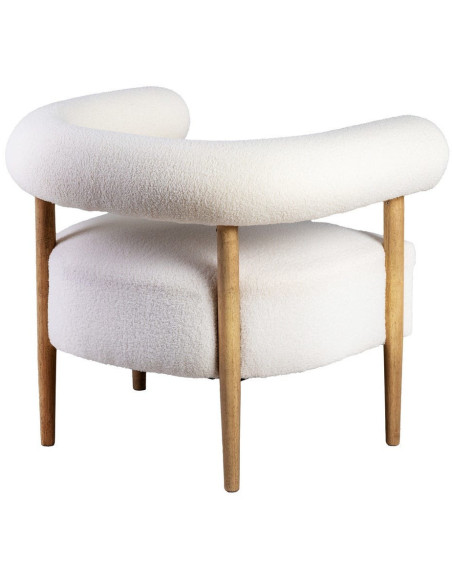 Fauteuil moderne chic Bouclette en Tissu Beige Bouclé Bois d'hévéa Naturel Fago - 4