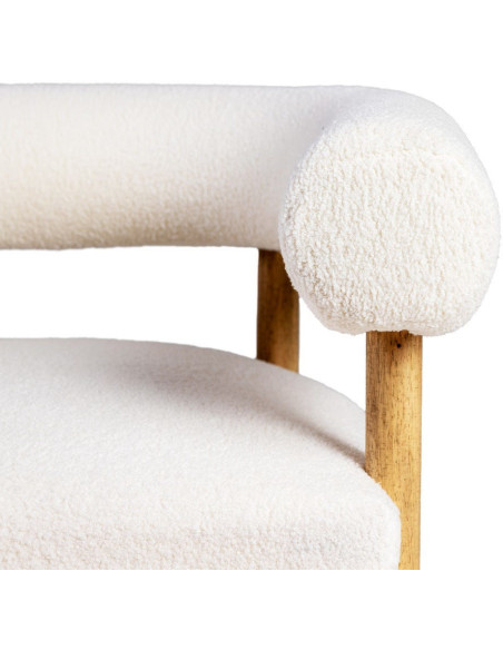 Fauteuil moderne chic Bouclette en Tissu Beige Bouclé Bois d'hévéa Naturel Fago - 6