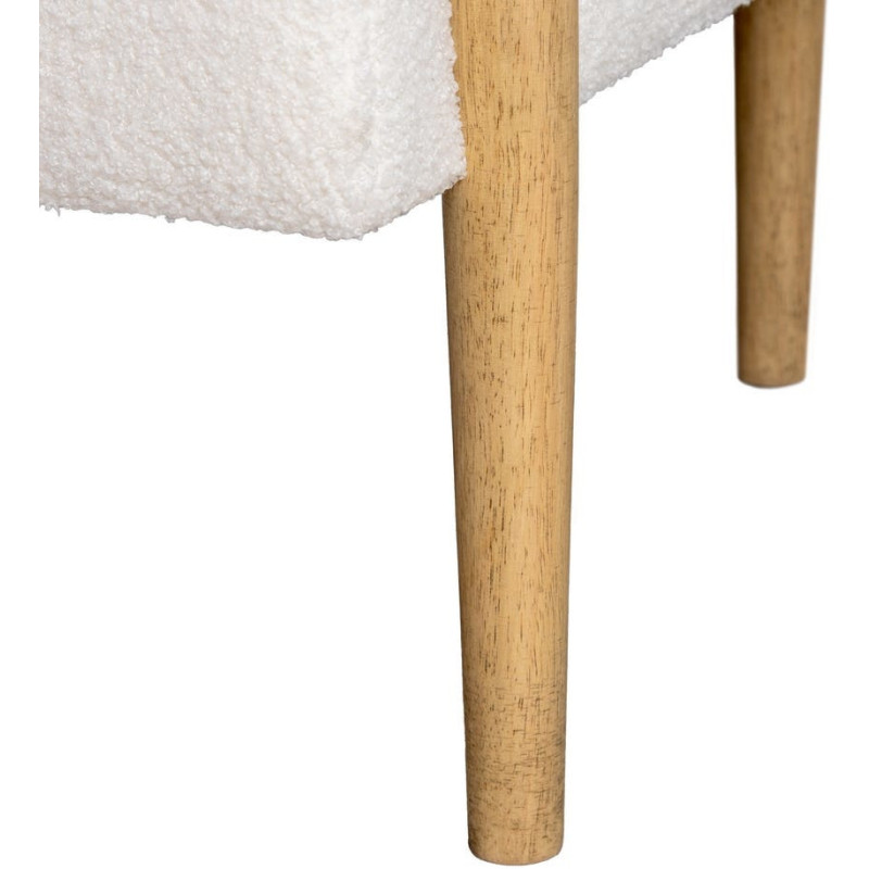 Fauteuil moderne chic Bouclette en Tissu Beige Bouclé Bois d'hévéa Naturel Fago - 7