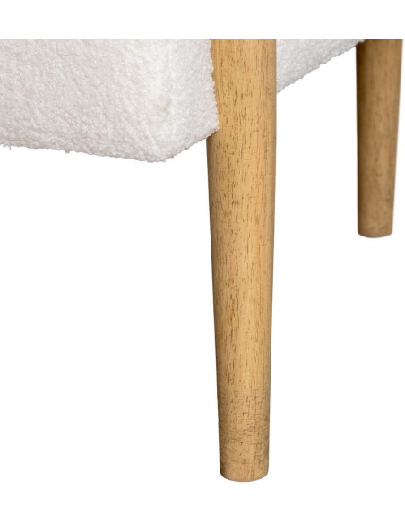Fauteuil moderne chic Bouclette en Tissu Beige Bouclé Bois d'hévéa Naturel Fago - 7