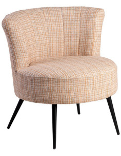 Fauteuil rond moderne chic en Tissu Beige Chiné Métal Noir Rafal - 1