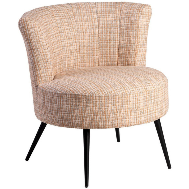 Fauteuil rond moderne chic en Tissu Beige Chiné Métal Noir Rafal - 1