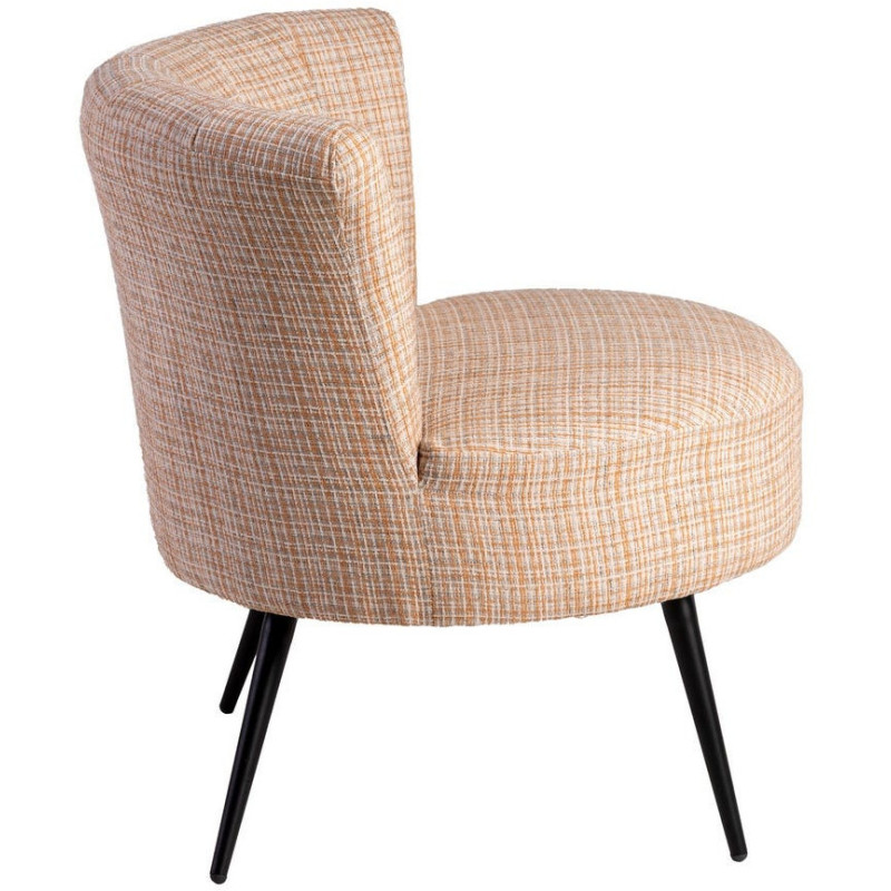 Fauteuil rond moderne chic en Tissu Beige Chiné Métal Noir Rafal - 3