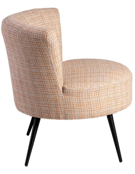 Fauteuil rond moderne chic en Tissu Beige Chiné Métal Noir Rafal - 3