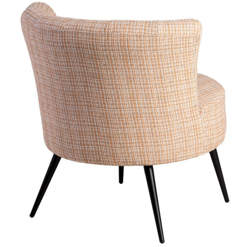 Fauteuil rond moderne chic en Tissu Beige Chiné Métal Noir Rafal - 4