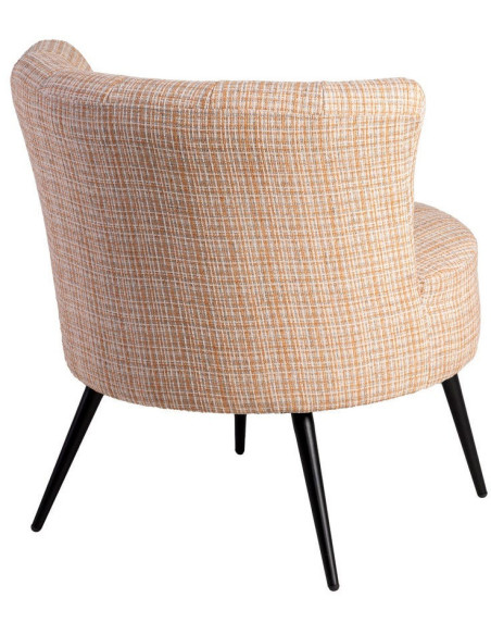 Fauteuil rond moderne chic en Tissu Beige Chiné Métal Noir Rafal - 4