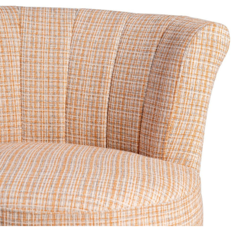 Fauteuil rond moderne chic en Tissu Beige Chiné Métal Noir Rafal - 5