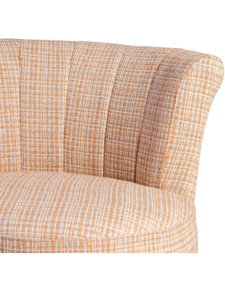 Fauteuil rond moderne chic en Tissu Beige Chiné Métal Noir Rafal - 5