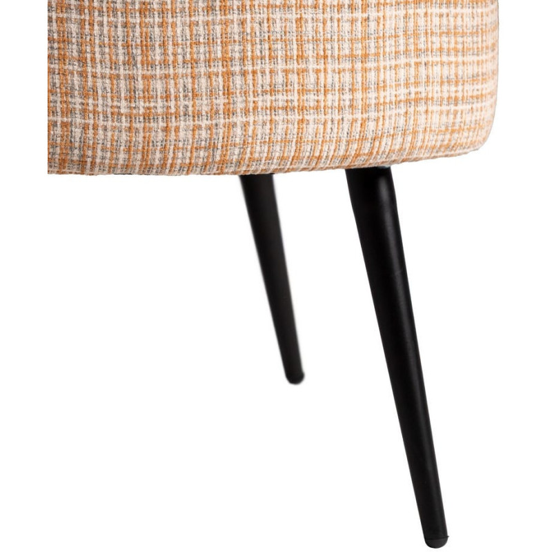 Fauteuil rond moderne chic en Tissu Beige Chiné Métal Noir Rafal - 6