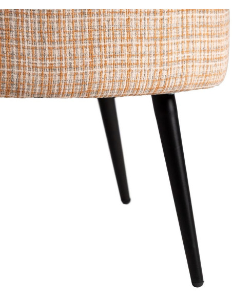 Fauteuil rond moderne chic en Tissu Beige Chiné Métal Noir Rafal - 6