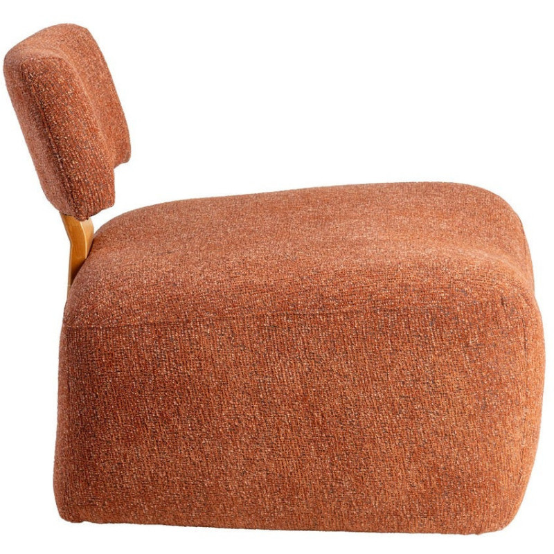 Fauteuil original moderne en Tissu Rouge brique Chiné Bois multplis Naturel Ribad - 3