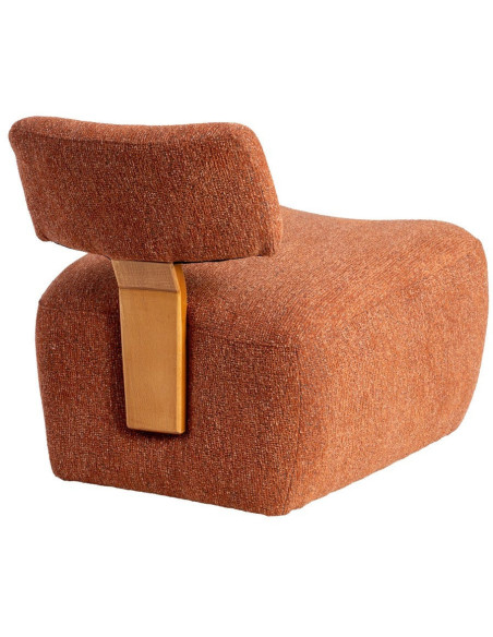 Fauteuil original moderne en Tissu Rouge brique Chiné Bois multplis Naturel Ribad - 4