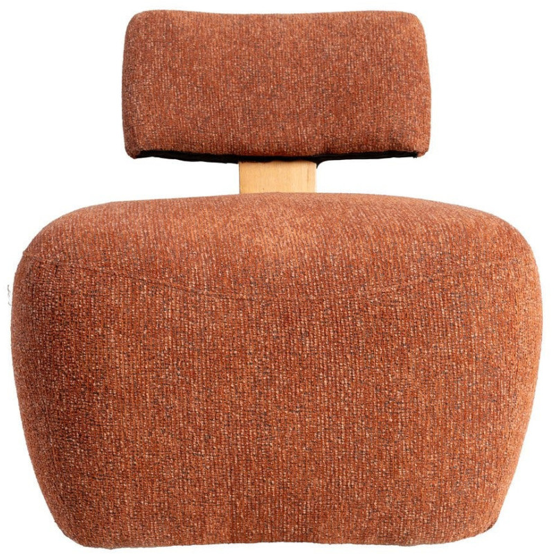 Fauteuil original moderne en Tissu Rouge brique Chiné Bois multplis Naturel Ribad - 5