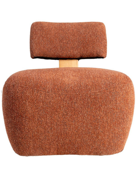 Fauteuil original moderne en Tissu Rouge brique Chiné Bois multplis Naturel Ribad - 5