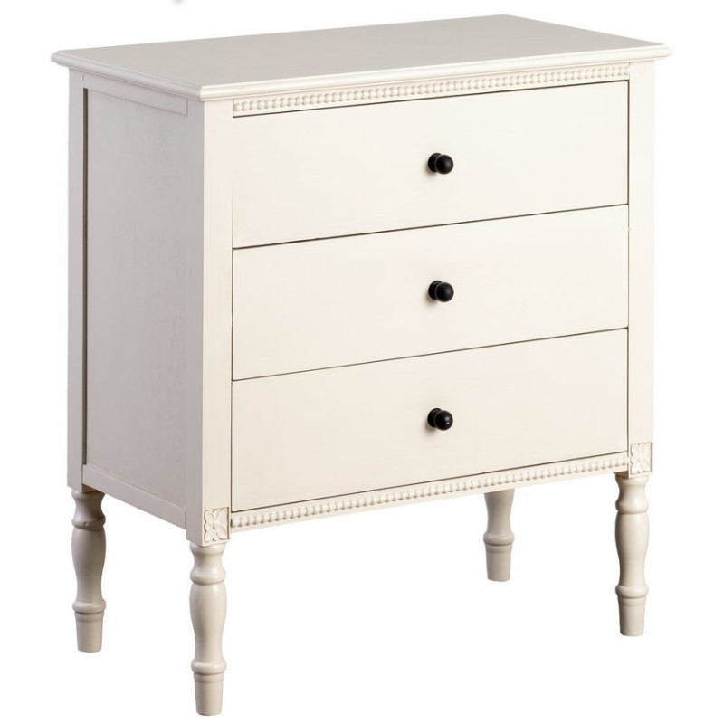 Petite Commode romantique chic 3 tiroirs en Bois de pin Bois MDF Gris clair Nava - 1