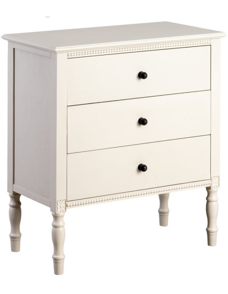 Petite Commode romantique chic 3 tiroirs en Bois de pin Bois MDF Gris clair Nava - 1