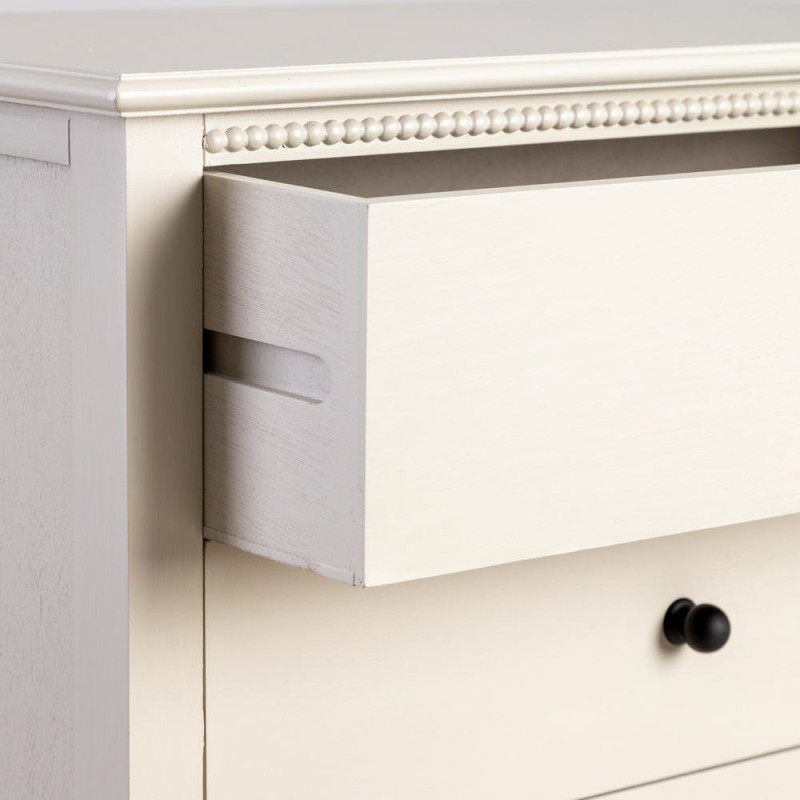 Petite Commode romantique chic 3 tiroirs en Bois de pin Bois MDF Gris clair Nava - 3