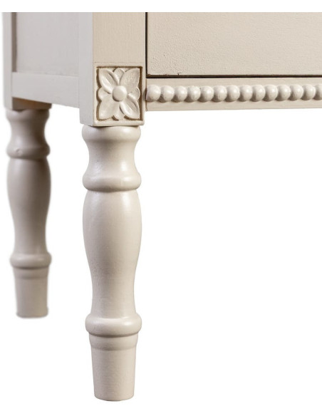 Petite Commode romantique chic 3 tiroirs en Bois de pin Bois MDF Gris clair Nava - 5