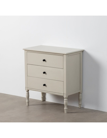 Petite Commode romantique chic 3 tiroirs en Bois de pin Bois MDF Gris clair Nava - 7