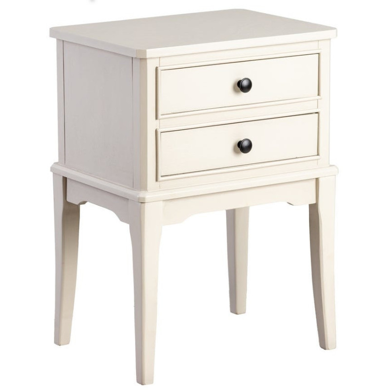 Chevet romantique chic 2 tiroirs en Bois de pin Bois MDF Gris clair Boal - 1