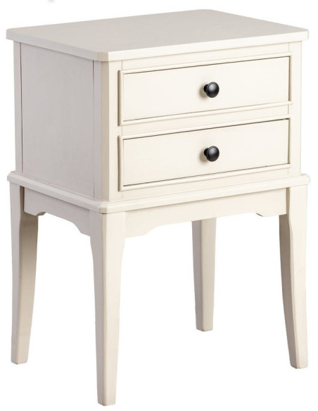 Chevet romantique chic 2 tiroirs en Bois de pin Bois MDF Gris clair Boal - 1